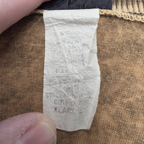 Fleur De Lis Shirt Womens Large Brown V-Neck Rhinestone Graphic Mineral Wash - Picture 6 of 8